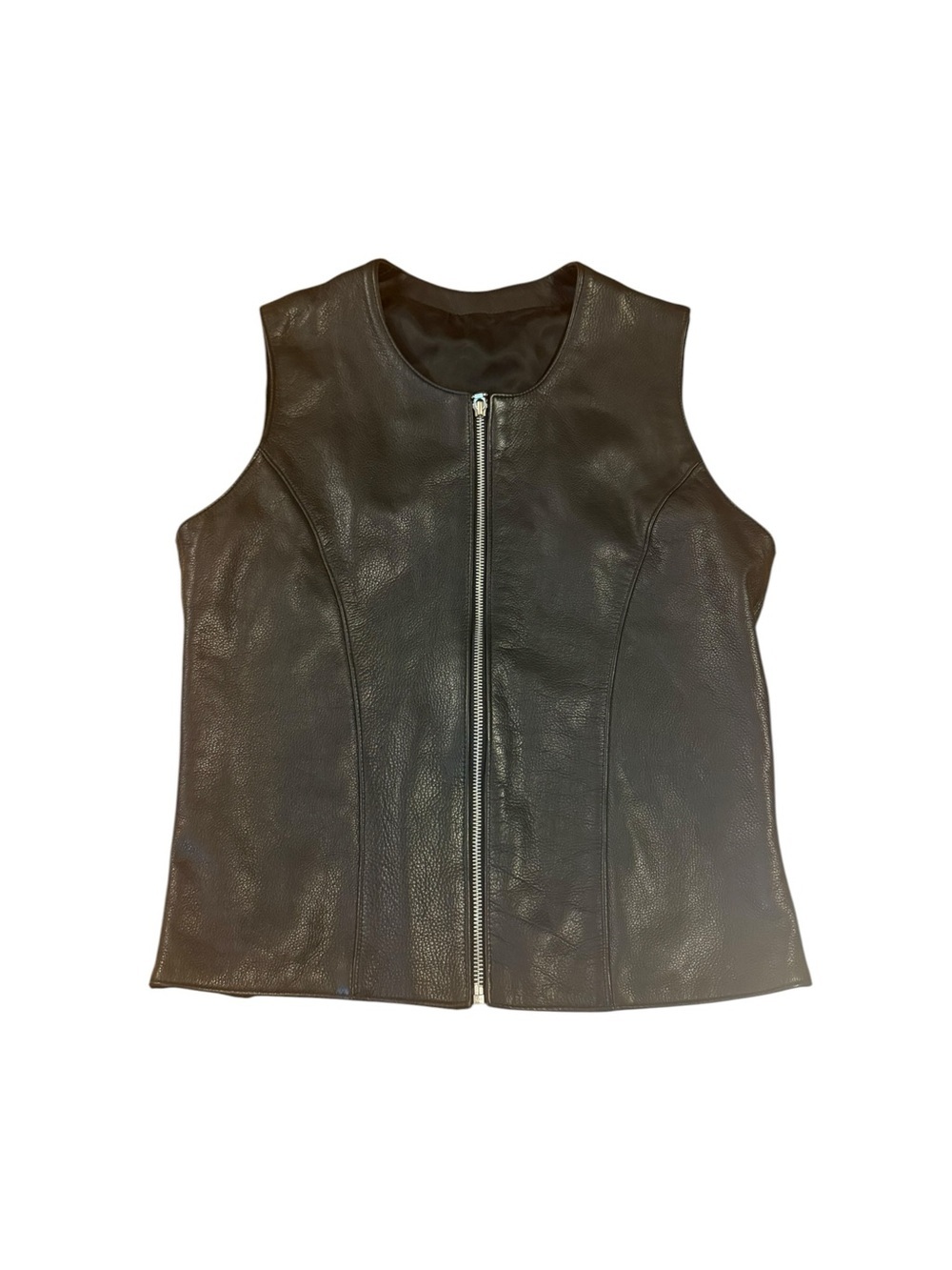 North bound leather Sleek Black Leather Zip-Front Women's Vest